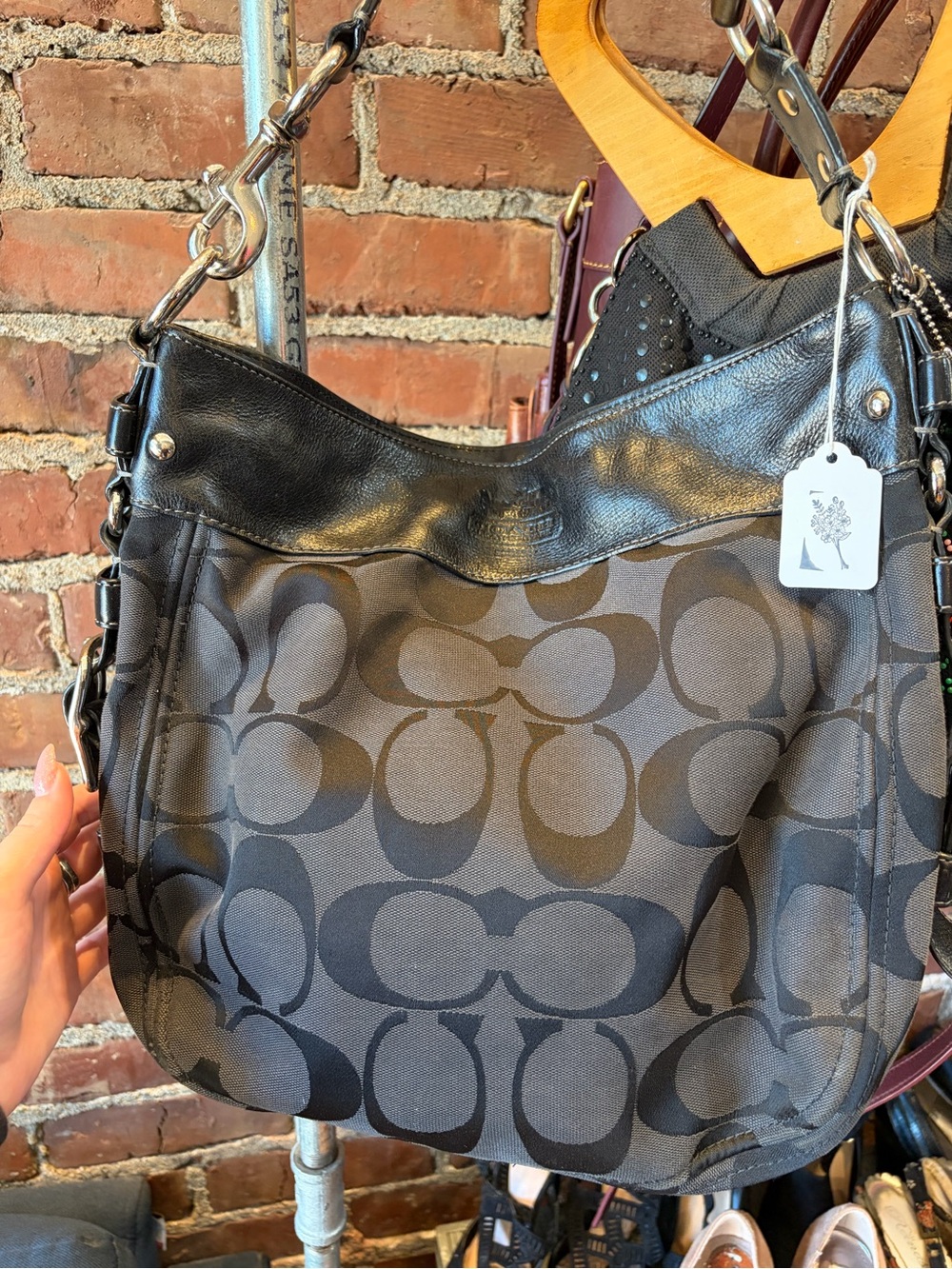 Y2K Coach Classic Signature Hobo Black Shoulder Bag